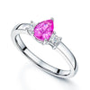 Berry's 18ct White Gold Pear Cut Pink Sapphire & Princess Cut Diamond Three Stone Ring - Berry's Jewellers