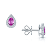 Berry's 18ct White Gold Pear Pink Sapphire And Diamond Halo Stud Earrings - Berry's Jewellers