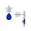 Berry's 18ct White Gold Pear Sapphire And Marquise Diamond Flower Cluster Earrings - Berry's Jewellers