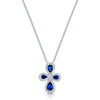 Berry's 18ct White Gold Pear Shape Blue Sapphire & Round Brilliant Cut Diamond Pendant - Berry's Jewellers