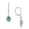 Berry's 18ct White Gold Pear Shape Emerald And Diamond Halo Drop Earrings - Berry's Jewellers