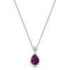 Berry's 18ct White Gold Pear Shape Rhodolite Garnet And Diamond Halo Pendant With A Diamond Cluster - Berry's Jewellers