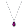 Berry's 18ct White Gold Pear Shape Rhodolite Garnet And Diamond Halo Pendant With A Diamond Cluster - Berry's Jewellers