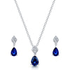 Berry's 18ct White Gold Pear Shape Sapphire & Diamond Pendant & Earring Set - Berry's Jewellers