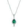 Berry's 18ct White Gold Pear Shaped Emerald And Diamond Vintage Halo Pendant - Berry's Jewellers