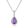 Berry's 18ct White Gold Pear Shaped Violet Sapphire & Diamond Pendant - Berry's Jewellers