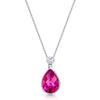 18ct White Gold Pink Tourmaline And Diamond Pear Shape Drop Pendant