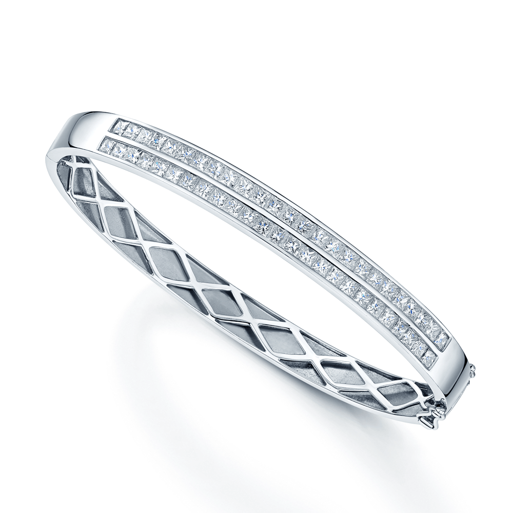 Berry's 18ct White Gold Princess Cut Diamond Bangle - Berry's Jewellers