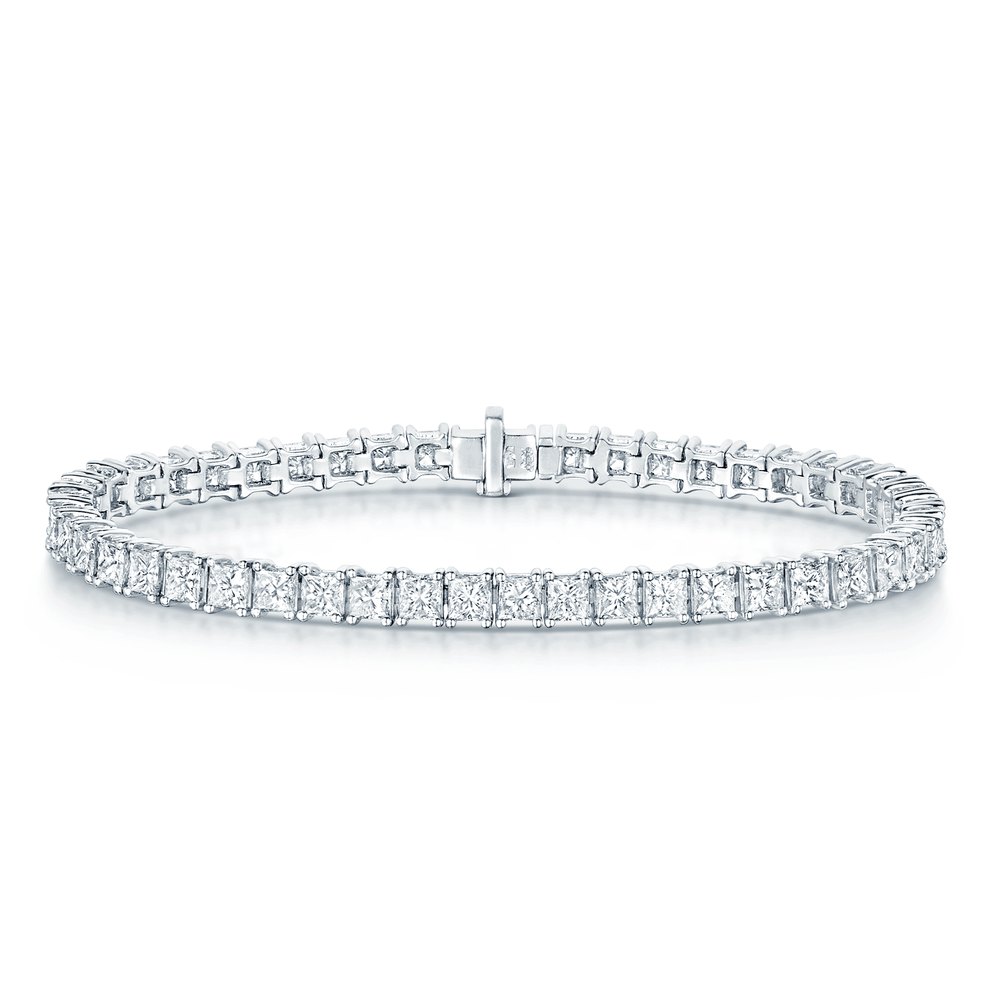 18ct White Gold Princess Cut Diamond Claw Set Tennis Bracelet