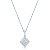 Berry's 18ct White Gold Princess Cut Diamond Rub Over Halo Cluster Pendant With A Diamond Bale - Berry's Jewellers