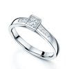 Berry's 18ct White Gold Princess Cut Diamond Rub Over Set Solitaire Ring With Round Brilliant Cut Channel Set Diamond Shoulders - Berry's Jewellers