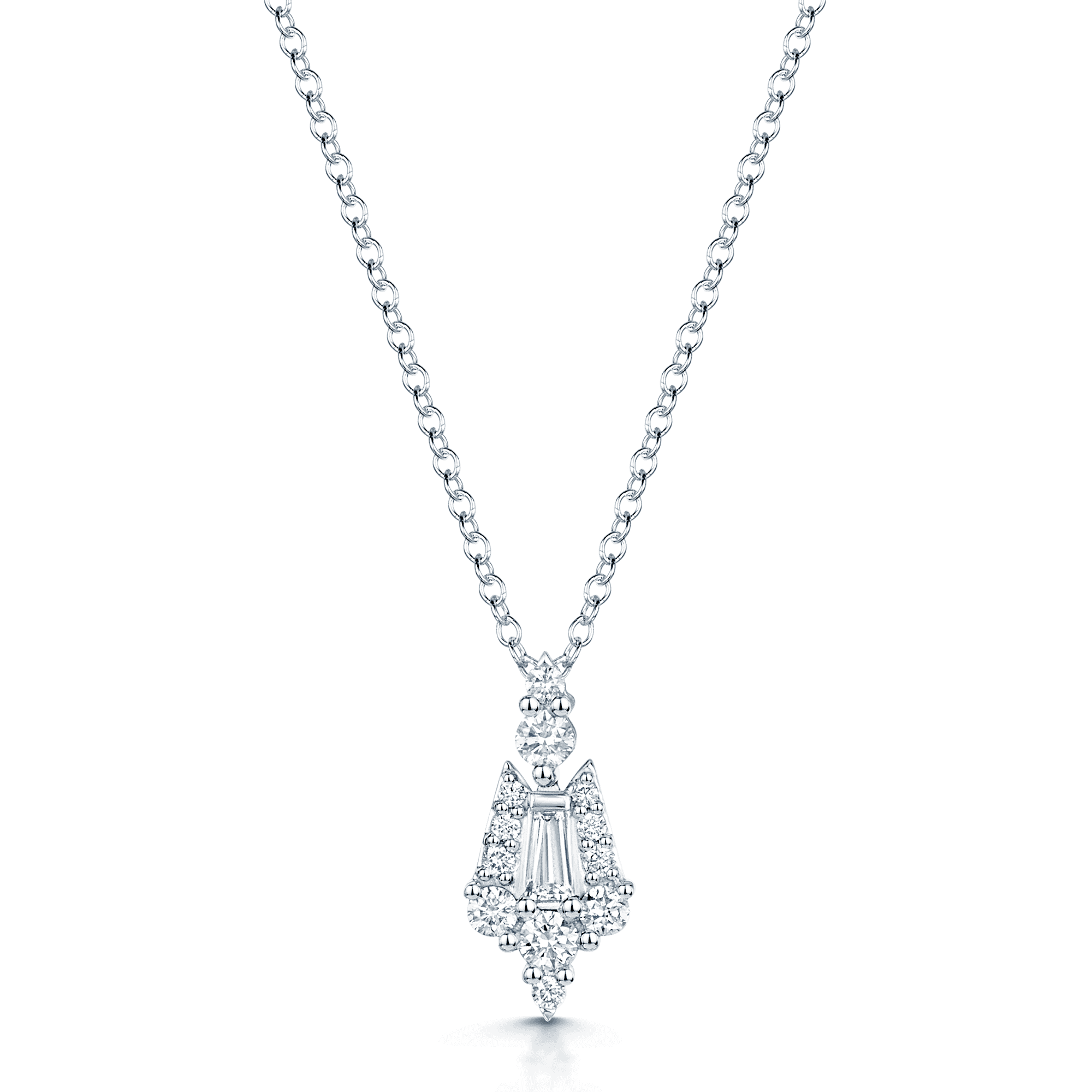 Berry's 18ct White Gold Reflection Round Brilliant And Baguette Cut Diamond Pendant - Berry's Jewellers