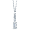 18ct White Gold Round Brilliant and Emerald Cut Diamond Four Stone Pendant