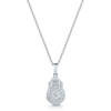 Berry's 18ct White Gold Round Brilliant Cut And Baguette Cut Diamond Cluster Pendant - Berry's Jewellers