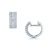 Berry's 18ct White Gold Round Brilliant Cut and Baguette Half Hoop Earrings - Berry's Jewellers