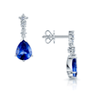 Berry's 18ct White Gold Round Brilliant Cut Diamond And Pear Cut Tanzanite Drop Earrings - Berry's Jewellers