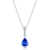 Berry's 18ct White Gold Round Brilliant Cut Diamond And Pear Cut Tanzanite Pendant - Berry's Jewellers