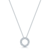 18ct White Gold Round Brilliant Cut Diamond Circular Pendant