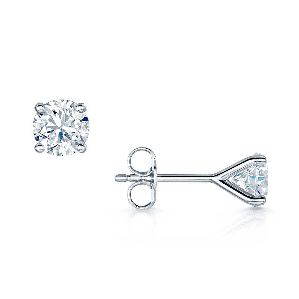 Berry's 18ct White Gold Round Brilliant Cut Diamond Claw Set Stud Earrings - Berry's Jewellers