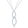 Berry's 18ct White Gold Round Brilliant Cut Diamond Double loop Pendant In A Marquise Shape - Berry's Jewellers