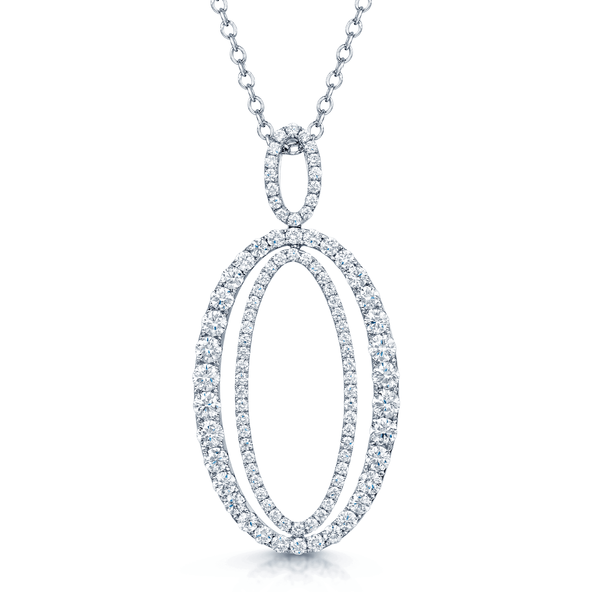 Berry's 18ct White Gold Round Brilliant Cut Diamond Double Oval Frame Pendant - Berry's Jewellers