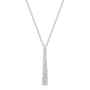 18ct White Gold Round Brilliant Cut Diamond Graduated Drop Pendant