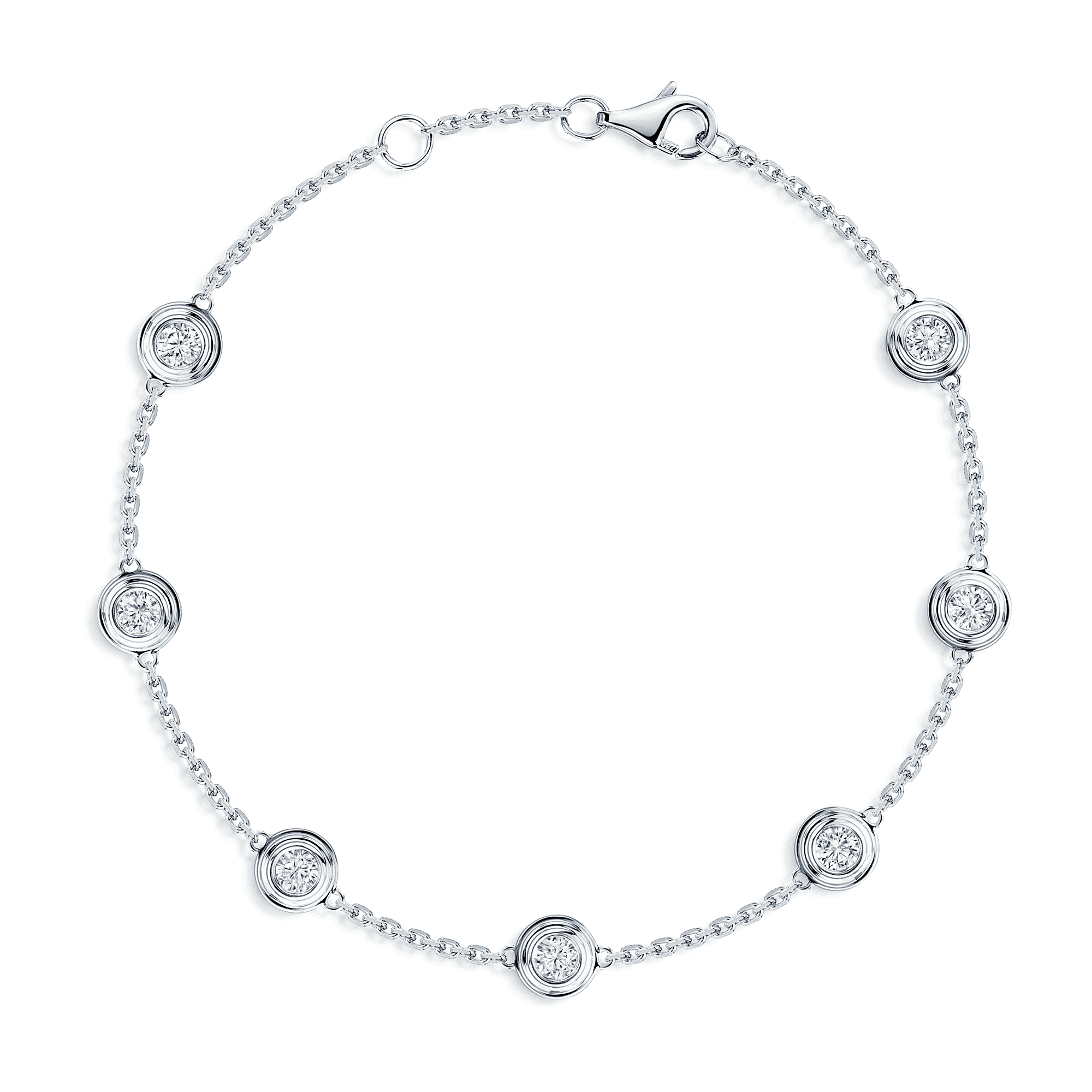 Berry's 18ct White Gold Round Brilliant Cut Diamond Groove Detail Bracelet - Berry's Jewellers