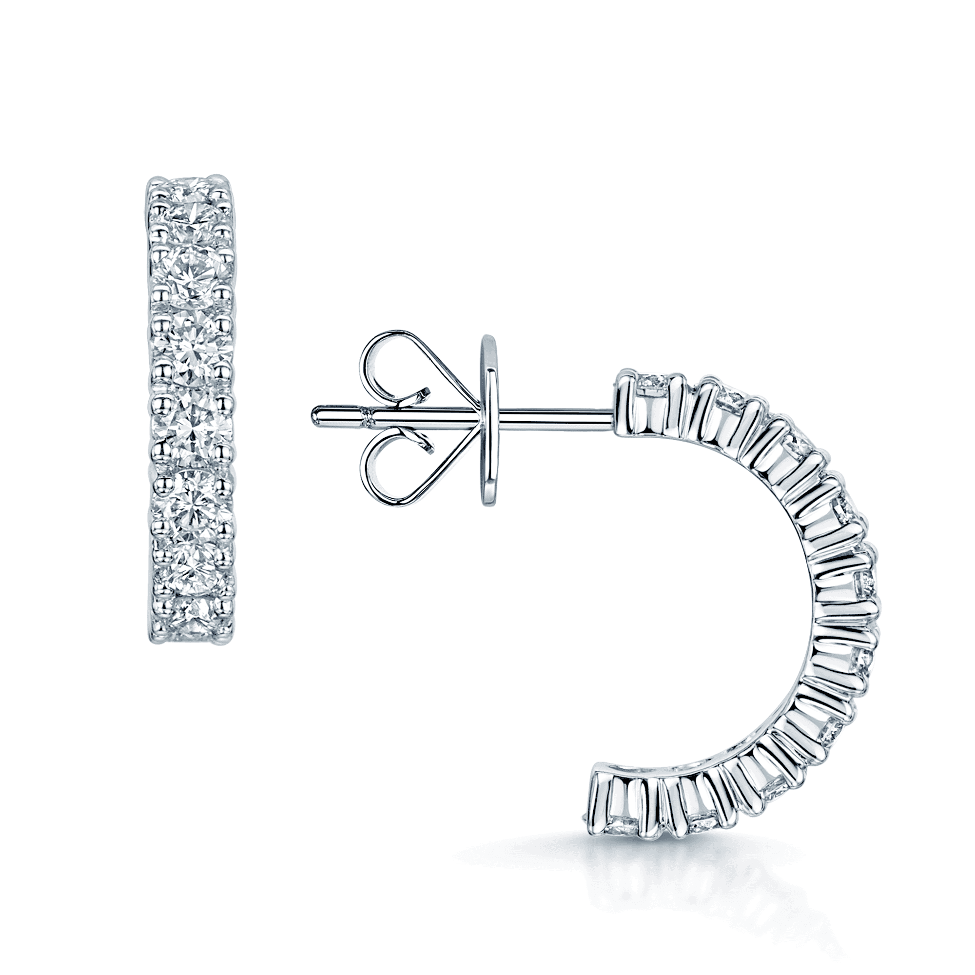 Berry's 18ct White Gold Round Brilliant Cut Diamond Half Hoop Earrings - Berry's Jewellers