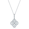 18ct White Gold Round Brilliant Cut Diamond Open Flower Pendant