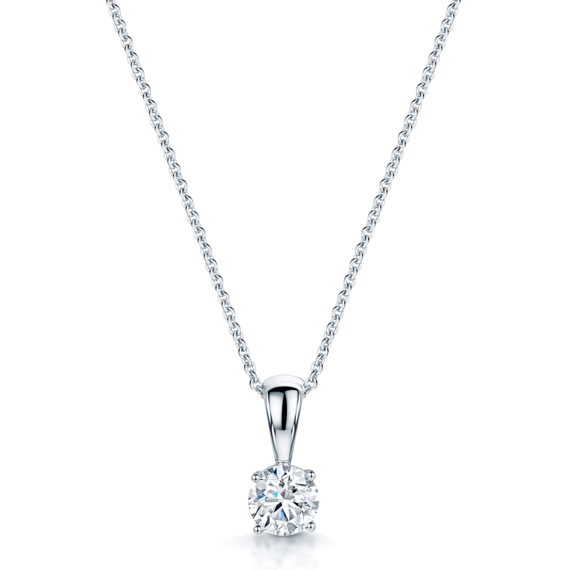 18ct White Gold Round Brilliant Cut Diamond Pendant