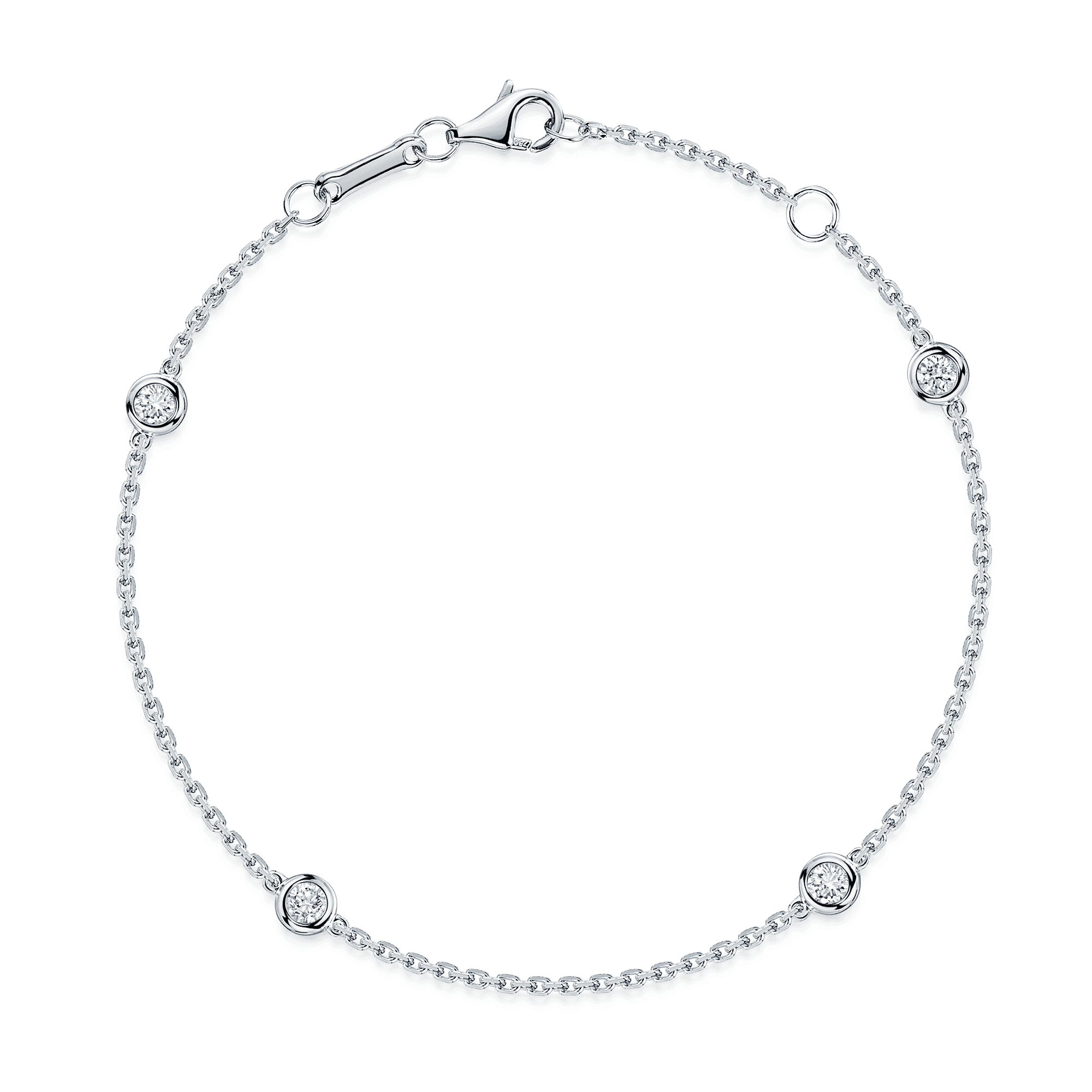 Berry's 18ct White Gold Round Brilliant Cut Diamond Rub-Over Set Bracelet - Berry's Jewellers