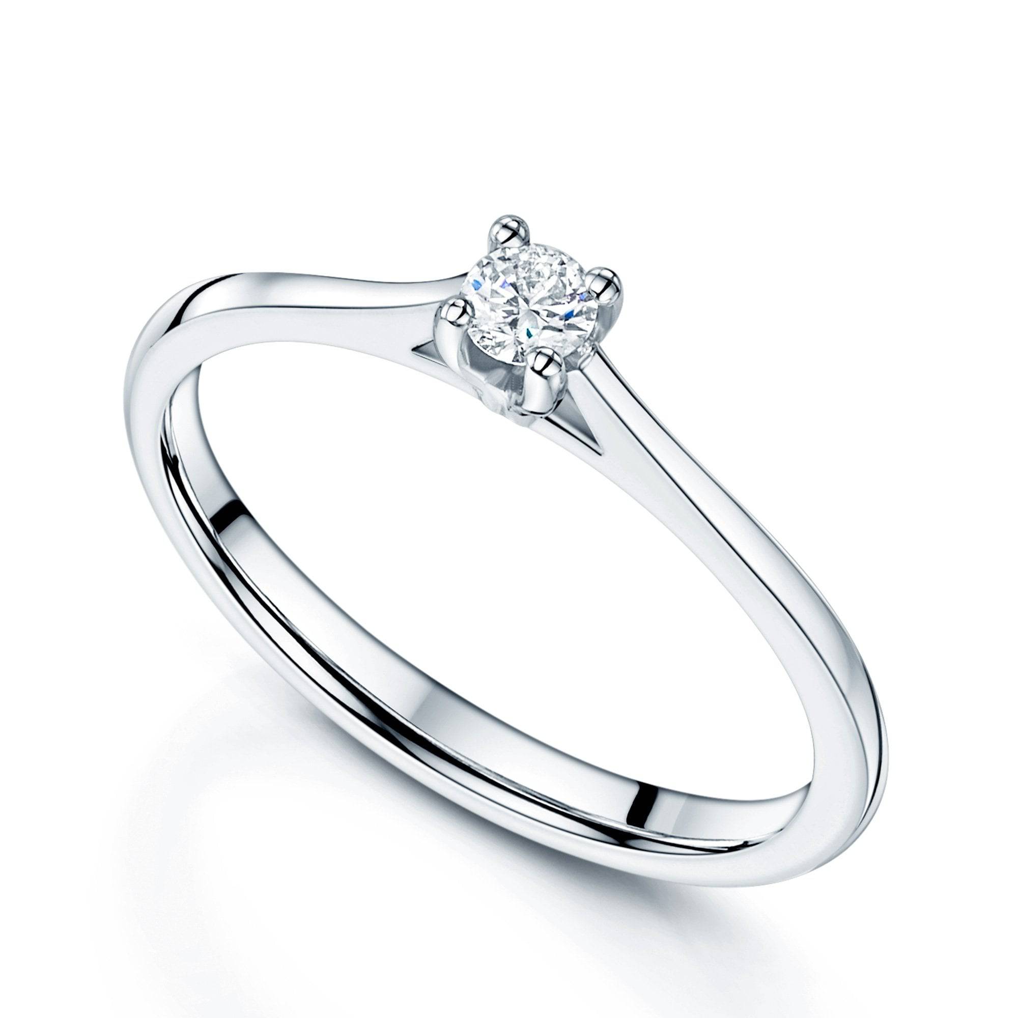 18ct White Gold Round Brilliant Cut Diamond Solitaire Ring