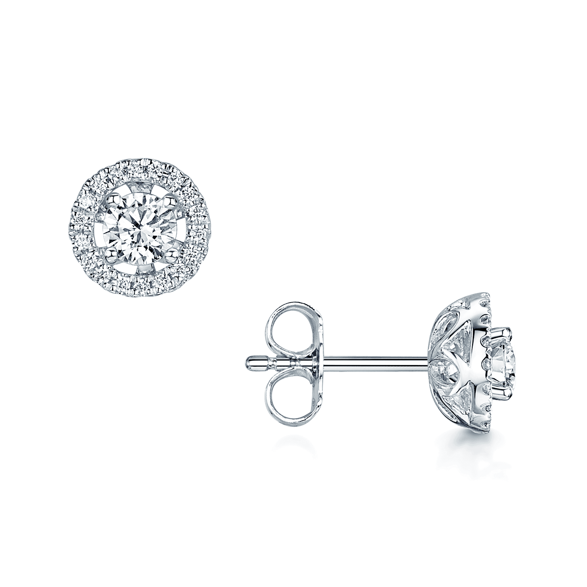 Berry's 18ct White Gold Round Brilliant Cut Diamond Studs With Interchangeable Outer Diamond Set Halo - Berry's Jewellers