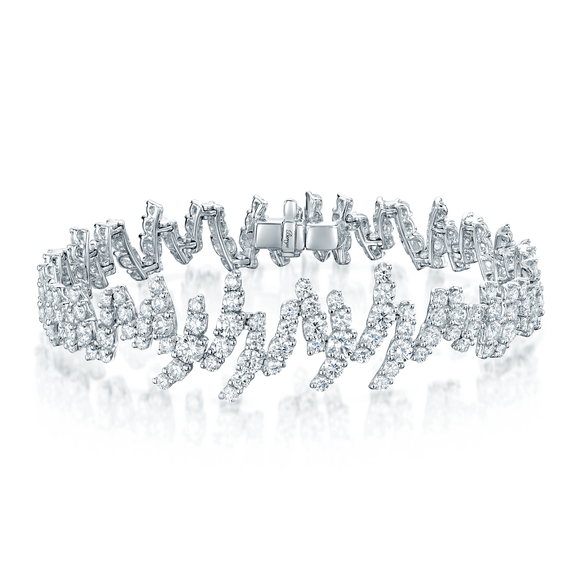 Berry's 18ct White Gold Round Brilliant Cut Diamond Zig-Zag Style Bracelet - Berry's Jewellers