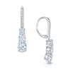 Berry's 18ct White Gold Round Brilliant Cut GIA Certificated Diamond Three Stone Drop Earrings With Pave Diamond Hook Fittings - Berry's Jewellers