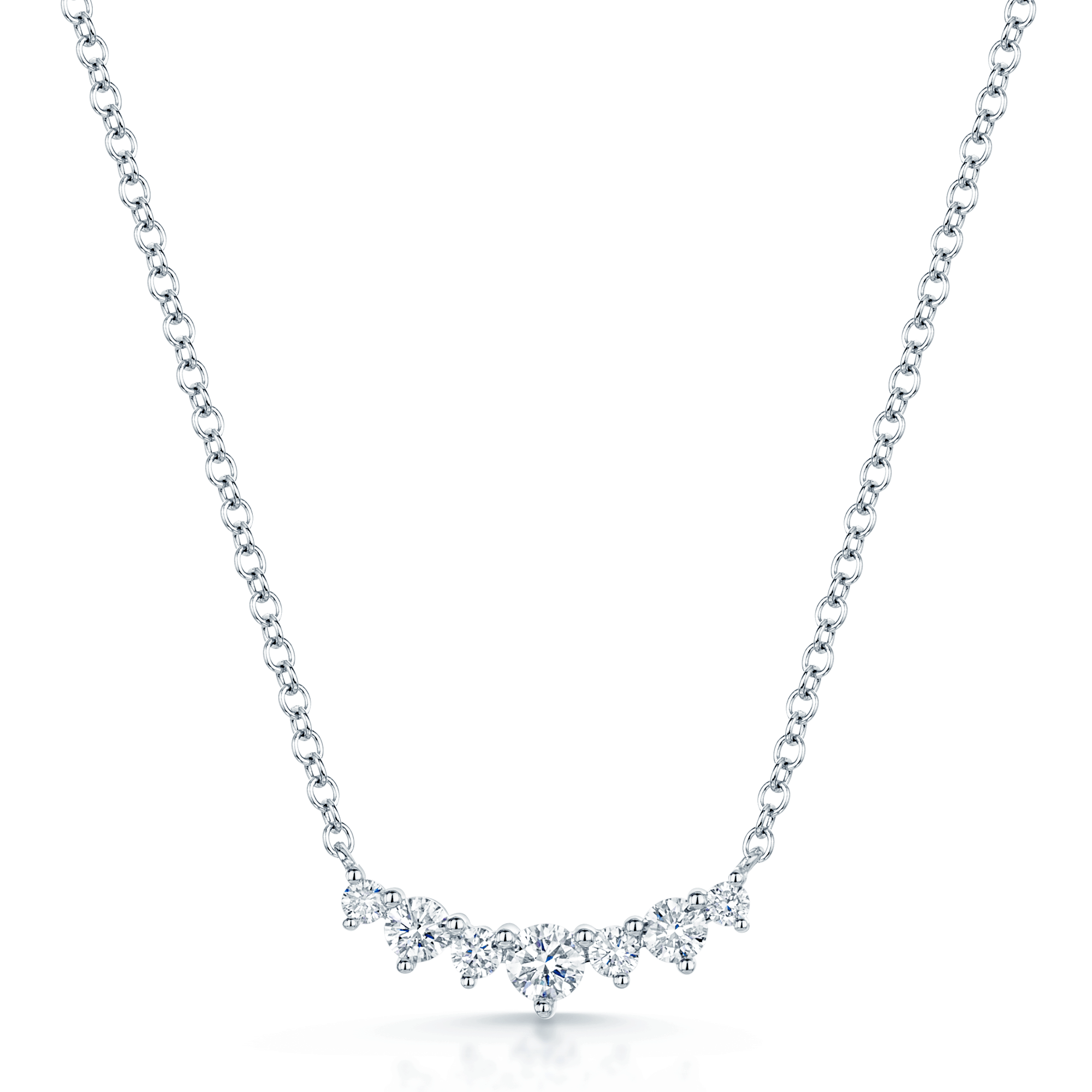 Berry's 18ct White Gold Round Brilliant Cut Graduated Diamond Necklace - Berry's Jewellers