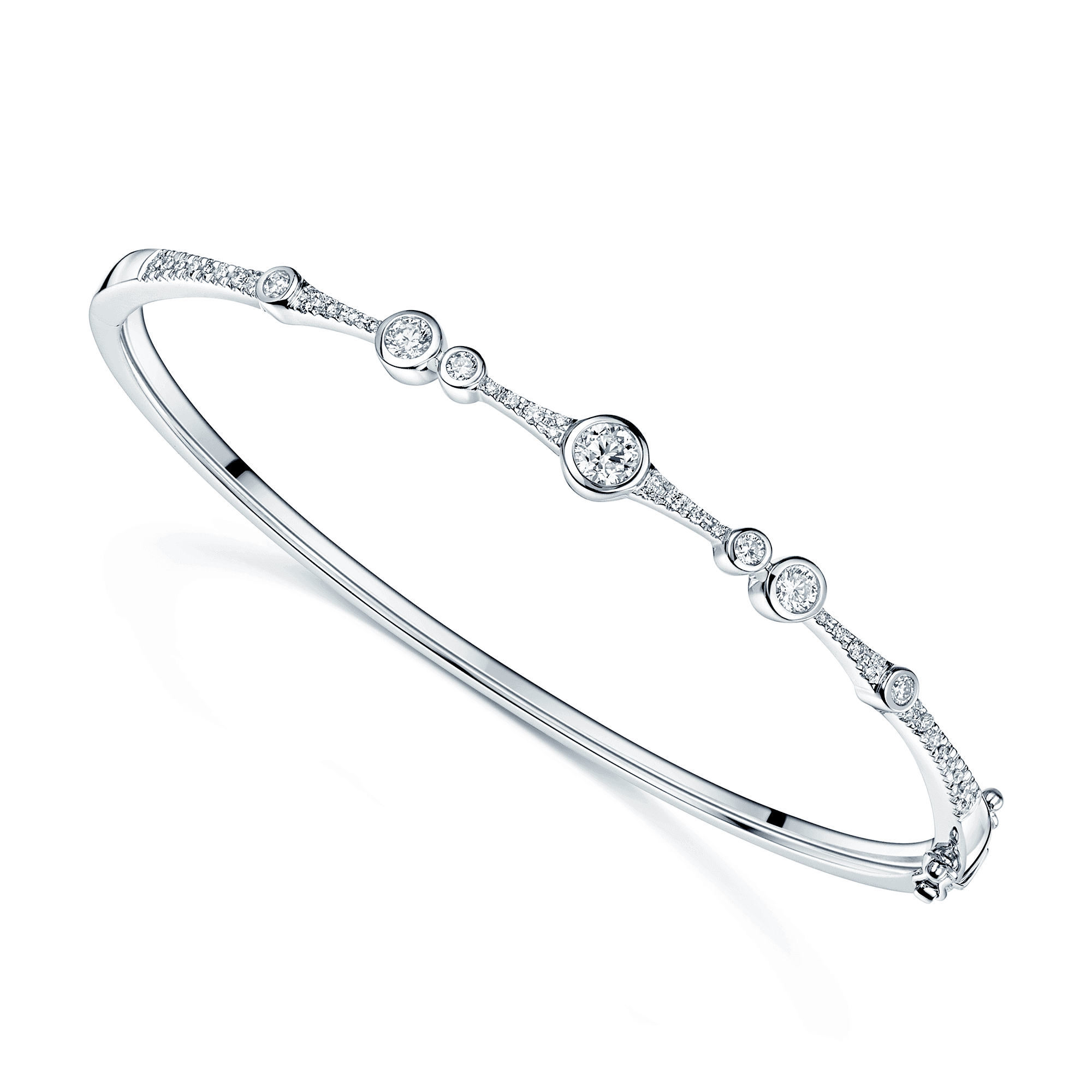 18ct White Gold Round Brilliant Cut Icicle Diamond Bangle