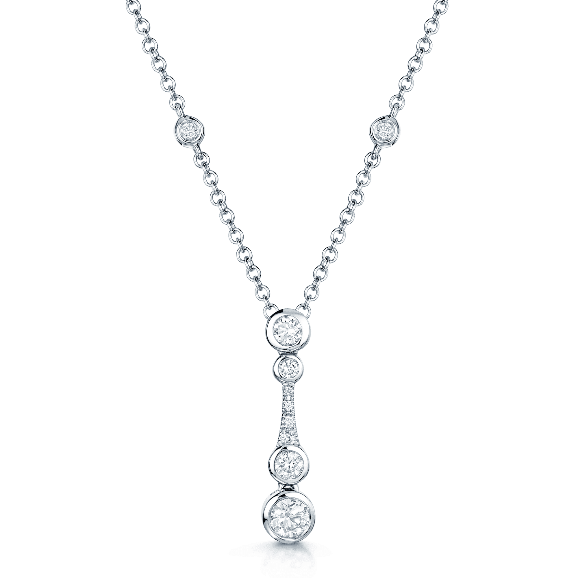 Berry's 18ct White Gold Round Brilliant Cut Icicle Diamond Drop Pendant - Berry's Jewellers