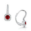 Berry's 18ct White Gold Round Brilliant Cut Ruby And Diamond Halo Fancy Hoop Earrings - Berry's Jewellers