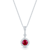 Berry's 18ct White Gold Round Brilliant Cut Ruby And Diamond Halo Pendant With A Diamond Bale - Berry's Jewellers