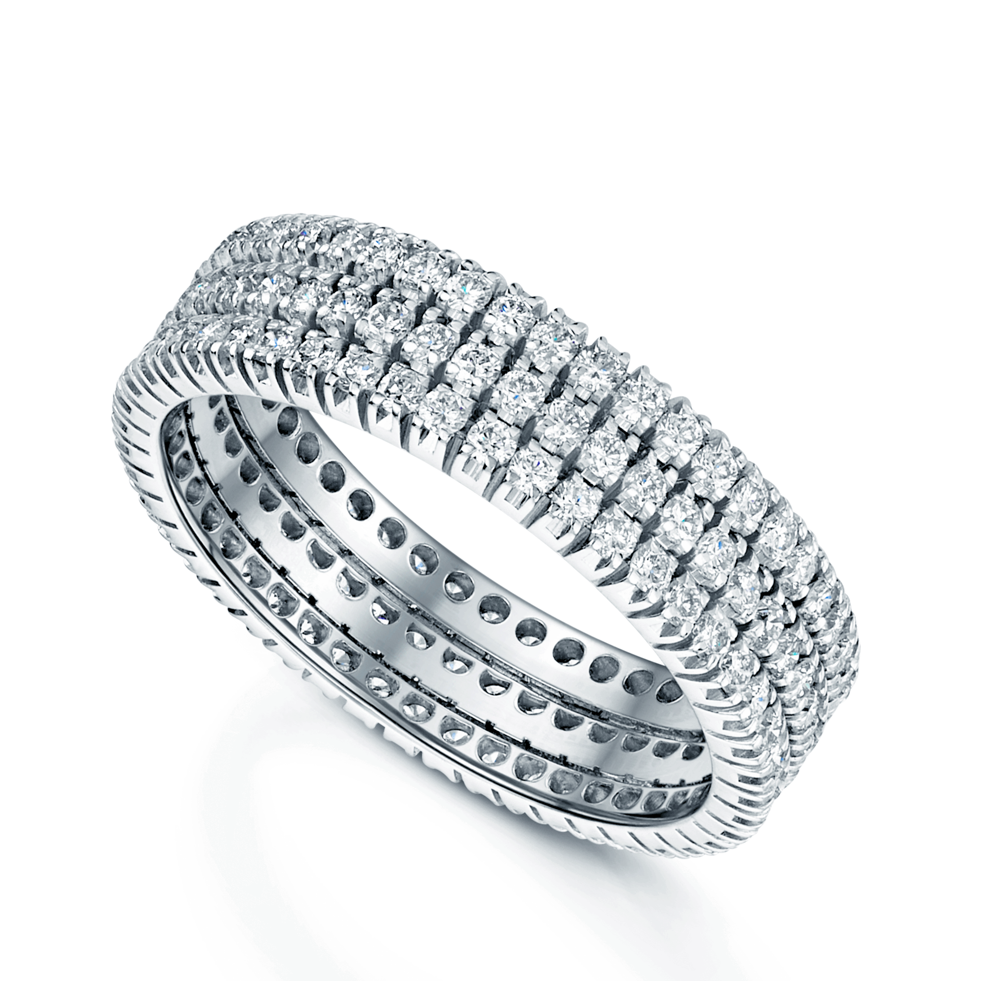 Berry's 18ct White Gold Round Brilliant Diamond Cut Three Row Full Eternity Ring - Berry's Jewellers