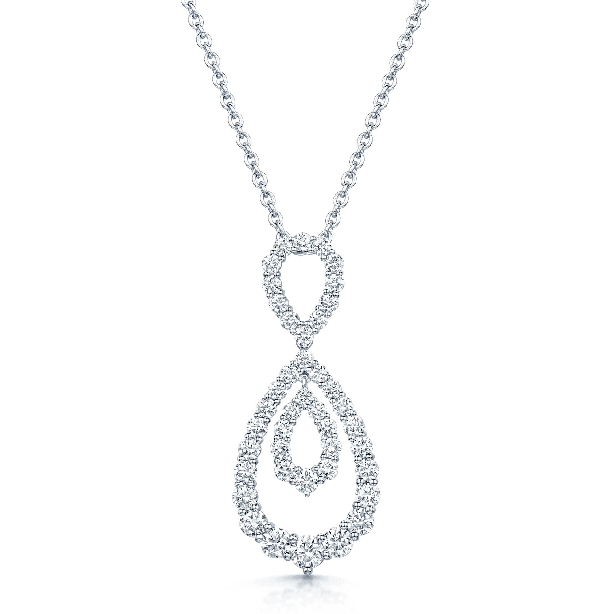 Berry's 18ct White Gold Round Brilliant Diamond Double Loop Open Pear Shaped Pendant - Berry's Jewellers