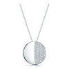 18ct White Gold Round Brilliant Diamond Half Pave Disc Pendant