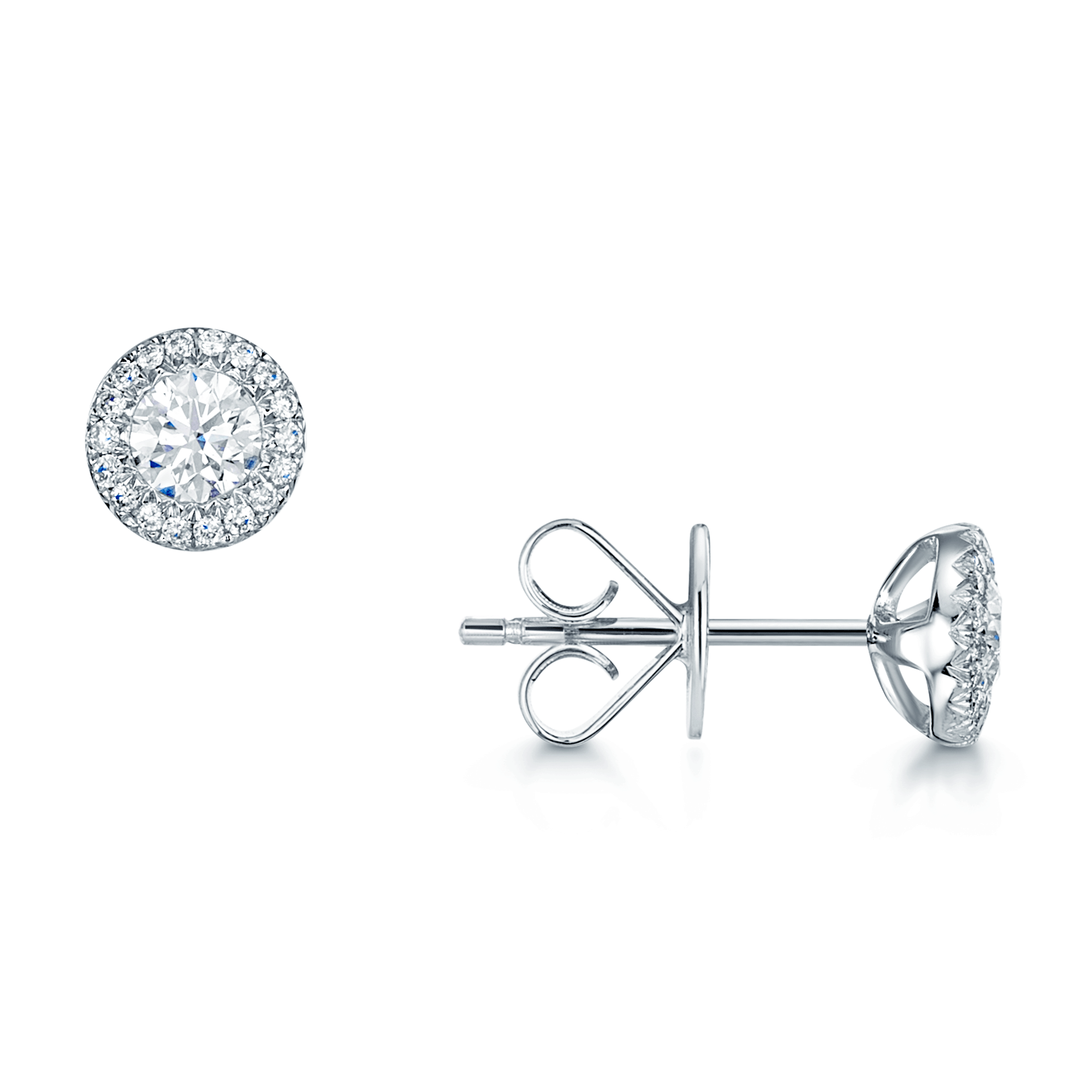 Berry's 18ct White Gold Round Brilliant Diamond Halo Stud Earrings - Berry's Jewellers