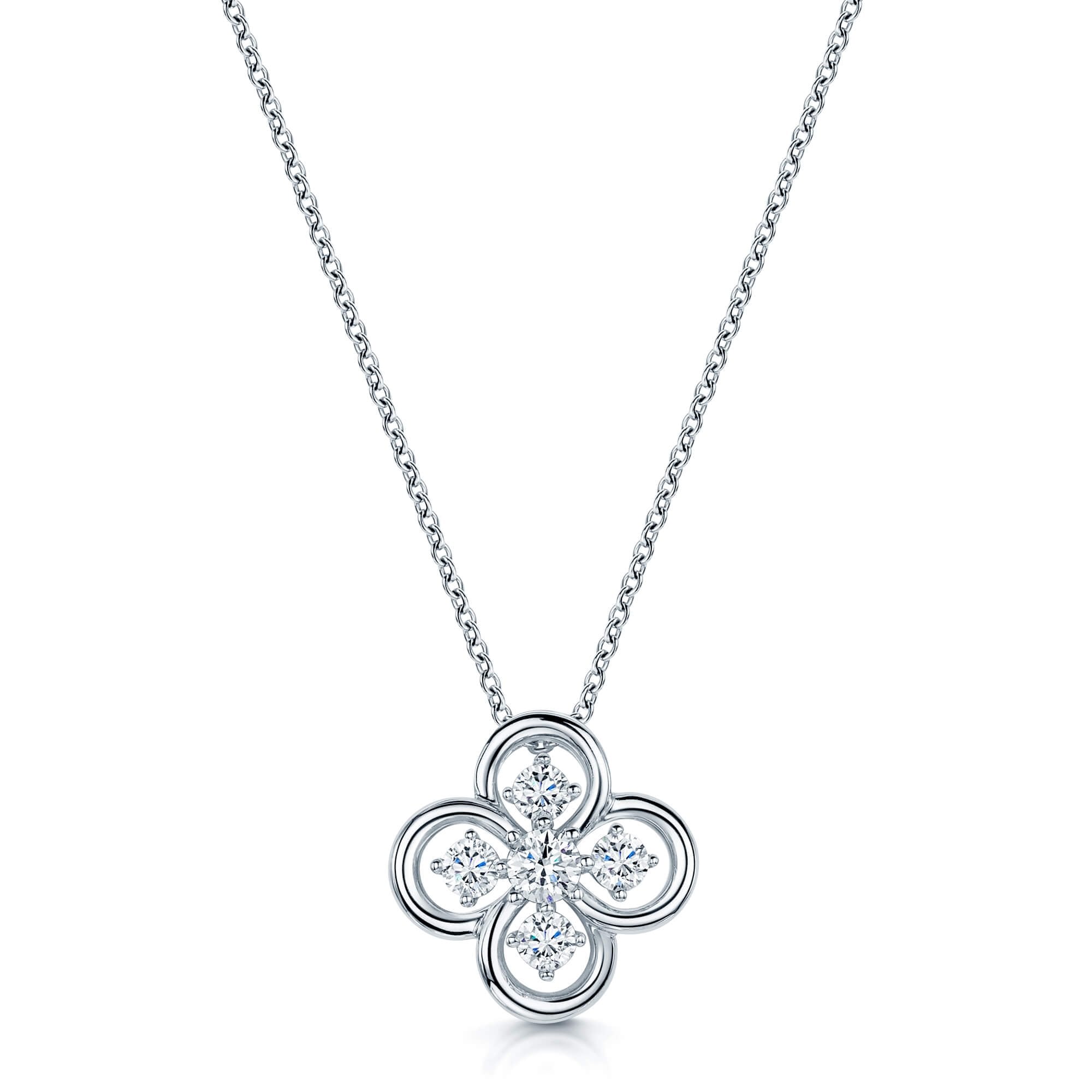 Berry's 18ct White Gold Round Brilliant Diamond Open Flower Pendant - Berry's Jewellers