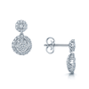 Berry's 18ct White Gold Round Brilliant Diamond Pave Circle Fancy Two Drop Earrings - Berry's Jewellers