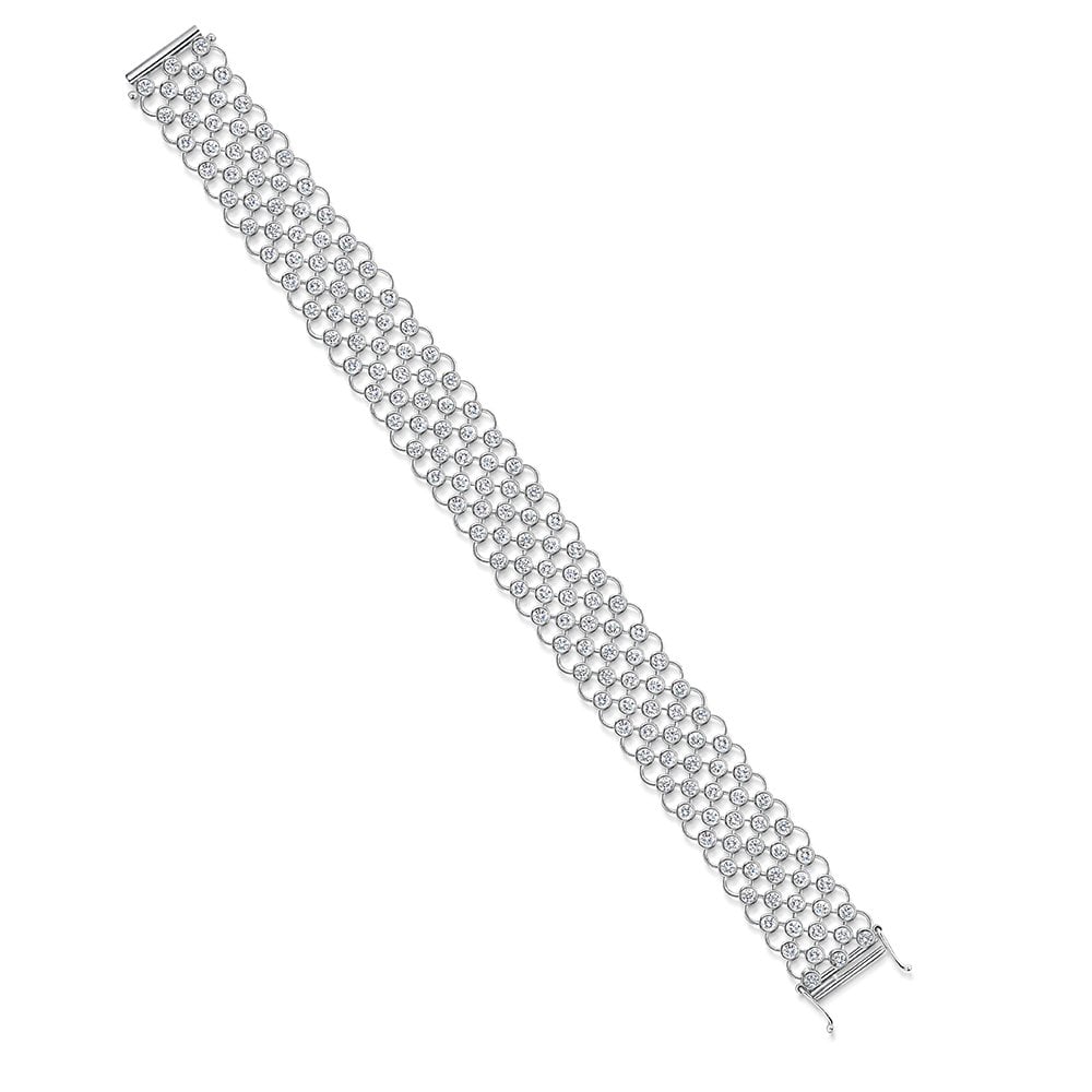 Berry's 18ct White Gold Round Brilliant Diamond Rub Over Mesh Link Bracelet - Berry's Jewellers