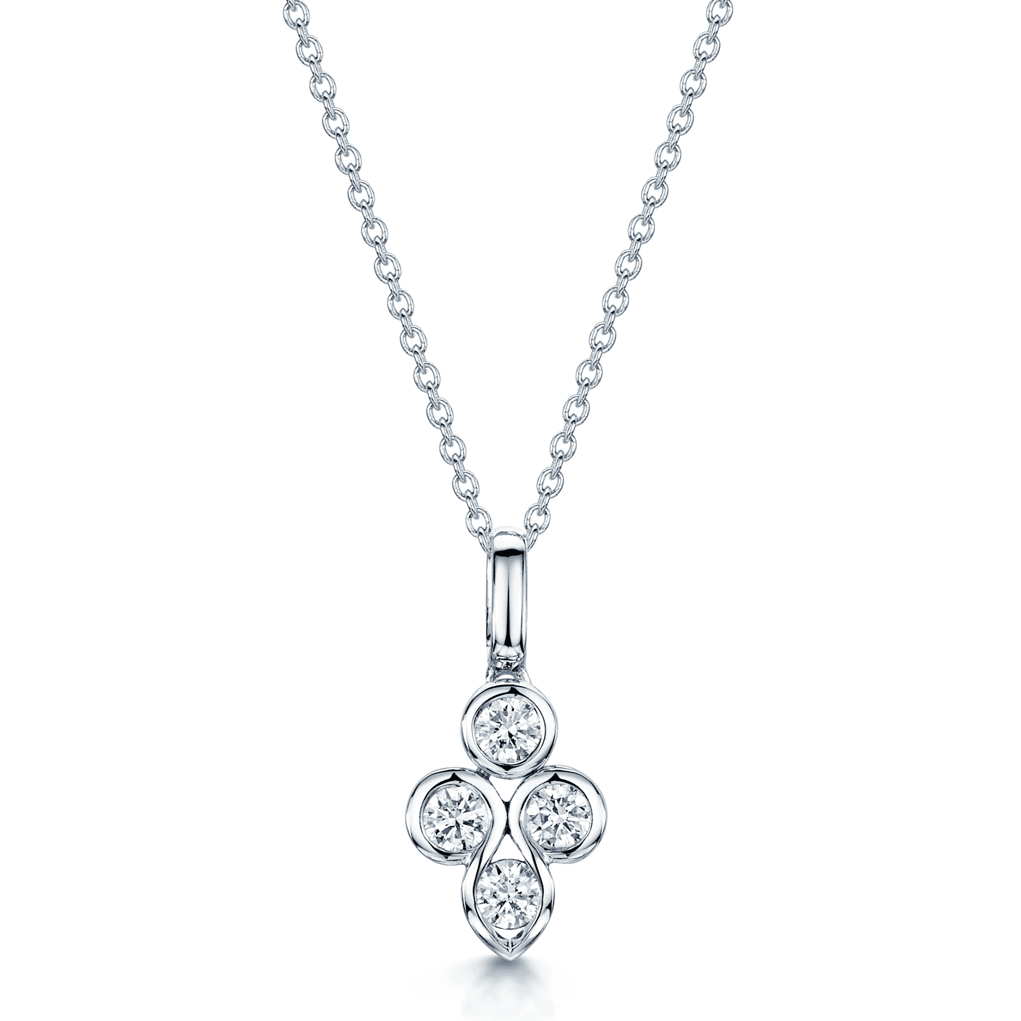 Berry's 18ct White Gold Round Brilliant Diamond Swirl Pendant - Berry's Jewellers