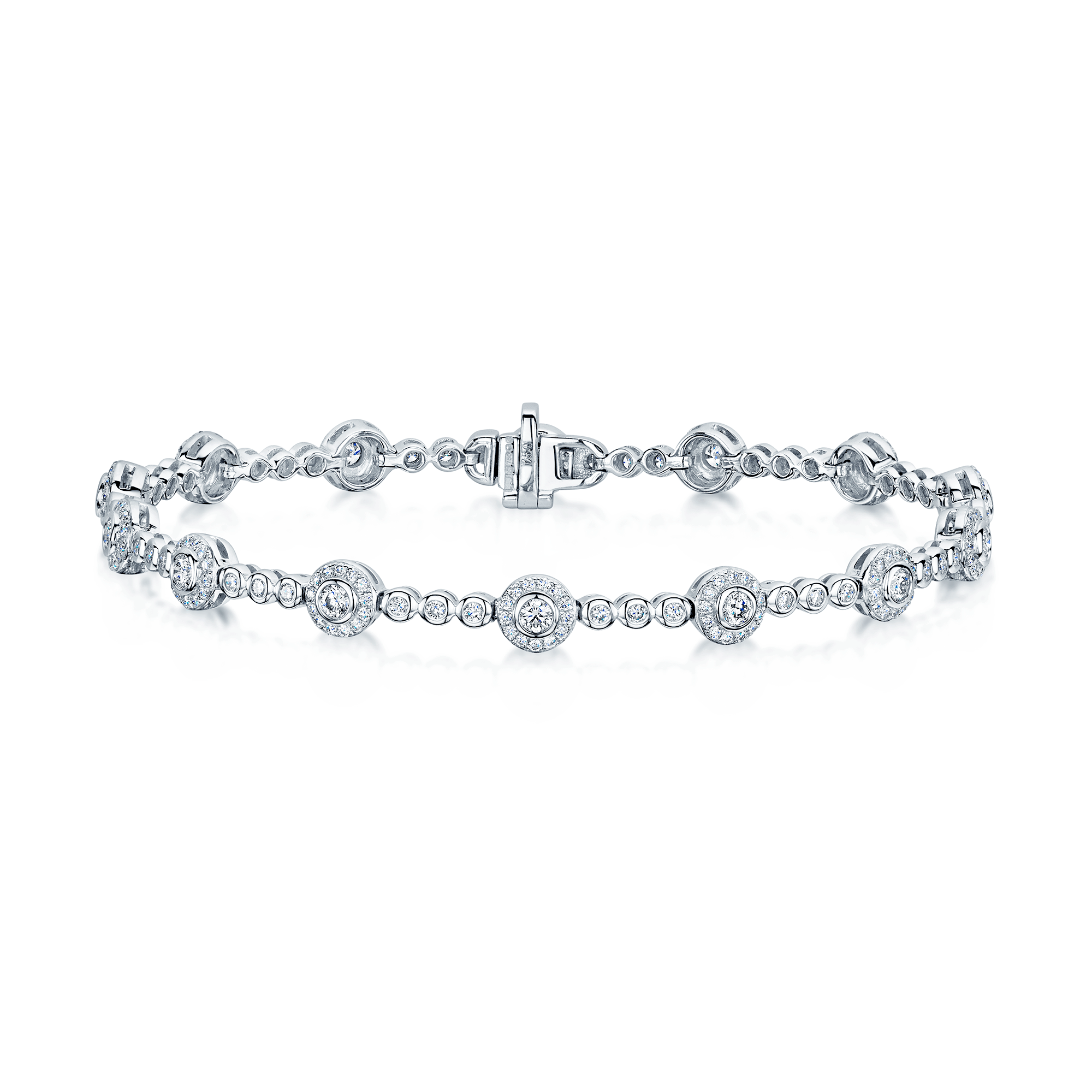 18ct White Gold Round Brilliant Diamonds in a Rub Over Setting Bracelet