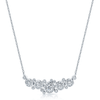 18ct White Gold Round Brilliant Halo Multi Rub-Over Scattered Diamond Horizontal Pendant